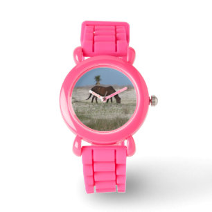 Roze paard horloge