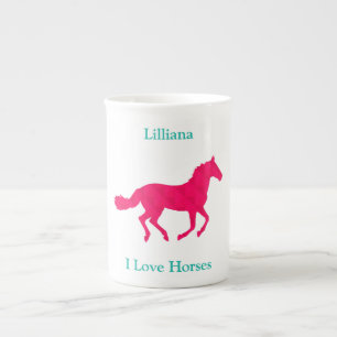 Roze Paard "Ik hou van Paarden" Speciale Mok