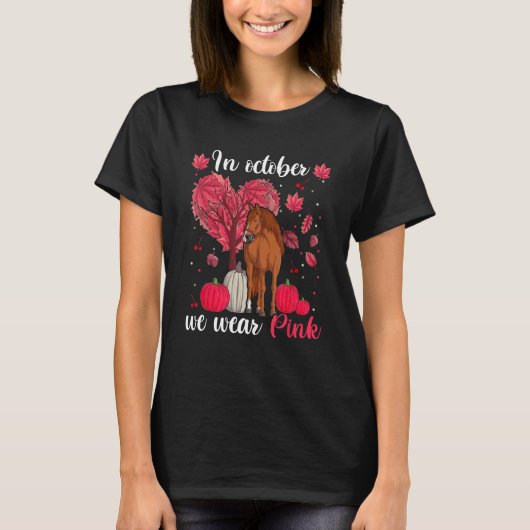 Roze Paard In oktober Draag we Roze Shirten, Borst T-shirt (Voorkant)