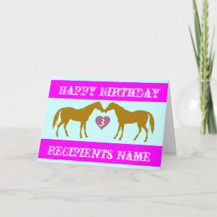 Roze Paard Leeftijd Verjaardag Kaart - Paard Leeft