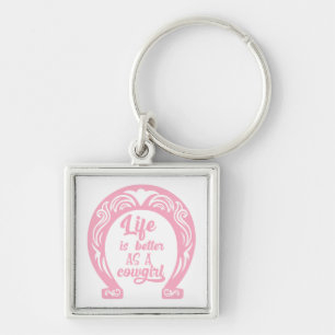 Roze Paard Liefhebber Western Rodeo Hoefijzer Cowg Sleutelhanger