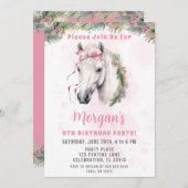 Roze Paard Meisje Verjaardagsfeestje Kaart (Voorkant / Achterkant)