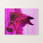 Roze Paard Moderne Fotokunst Haar Sweet Fun Legpuzzel (Horizontaal)