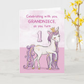 Roze Paard van de Verjaardag van de achternicht Kaart (Gele Bloem)