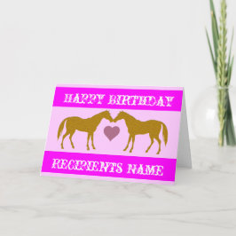 Roze Paard Verjaardag Kaart