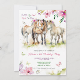 Roze paard verjaardagsuitnodiging kaart