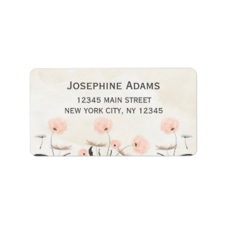 Roze Paardebloem Bloemen Waterverf Adresetiketten Etiket