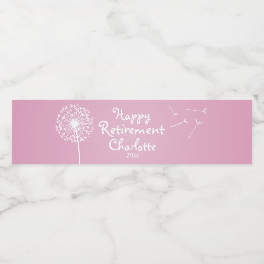 Roze Paardebloem, Partij Waterfles Etiket (Enkel label)