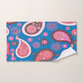 Roze paardehanddoekjes met blauw Paisley Bad Handdoek (Handdoek)