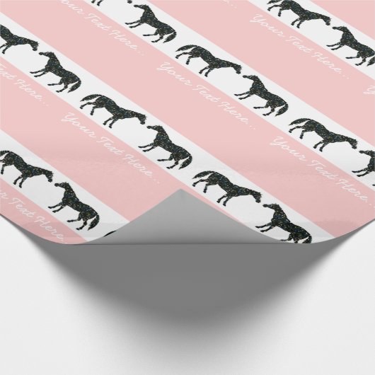 Roze paarden Aangepaste Gift Wrap Cadeaupapier (Hoek)