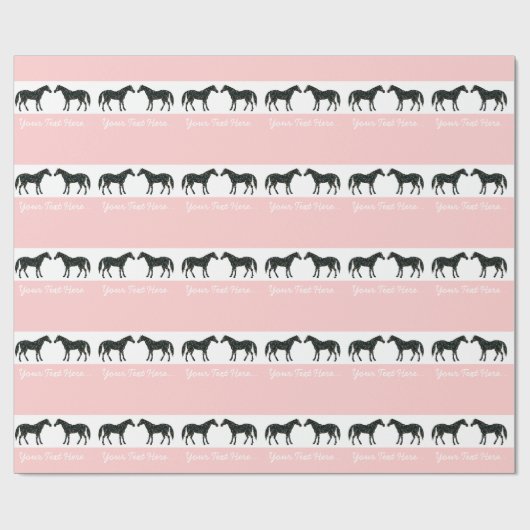 Roze paarden Aangepaste Gift Wrap Cadeaupapier (Vlak)