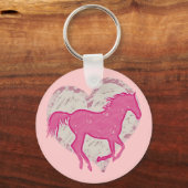 Roze paarden en hart sleutelhanger (Voorkant)