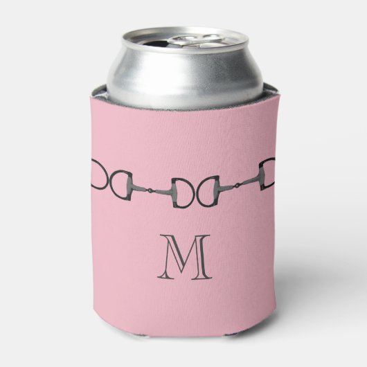Roze Paardenbeetje Monogram Blikjeskoeler (Blikje Voorkant)