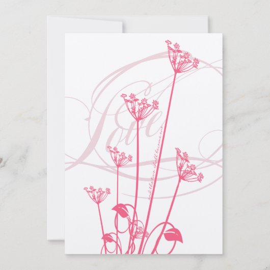 Roze Paardenbloem Bruiloft Uitnodiging (Achterkant)