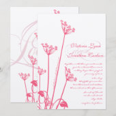 Roze Paardenbloem Bruiloft Uitnodiging (Voorkant / Achterkant)