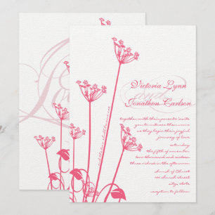 Roze Paardenbloem Bruiloft Uitnodiging