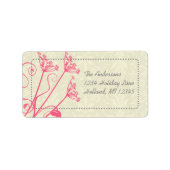 Roze Paardenbloem Damast Retouradreslabels Etiket (Voorkant)