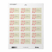 Roze Paardenbloem Damast Retouradreslabels Etiket (Full Sheet)