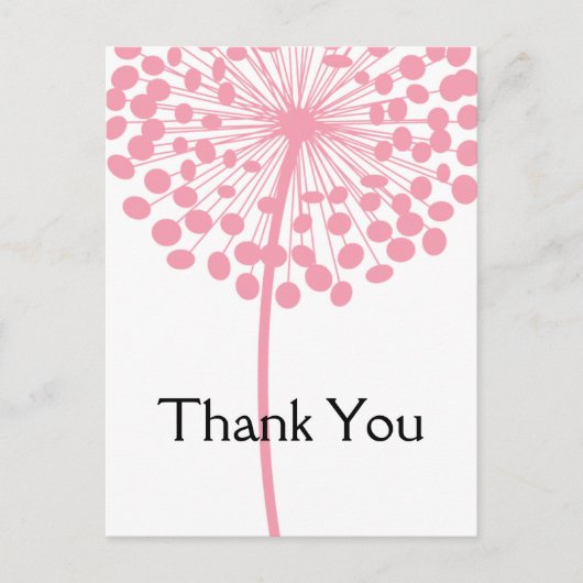 Roze Paardenbloem Dank u Briefkaarten 2 (Voorkant)