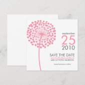 Roze Paardenbloem Trouw Save the Date (Voorkant / Achterkant)