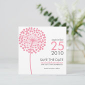Roze Paardenbloem Trouw Save the Date (Staand voorkant)