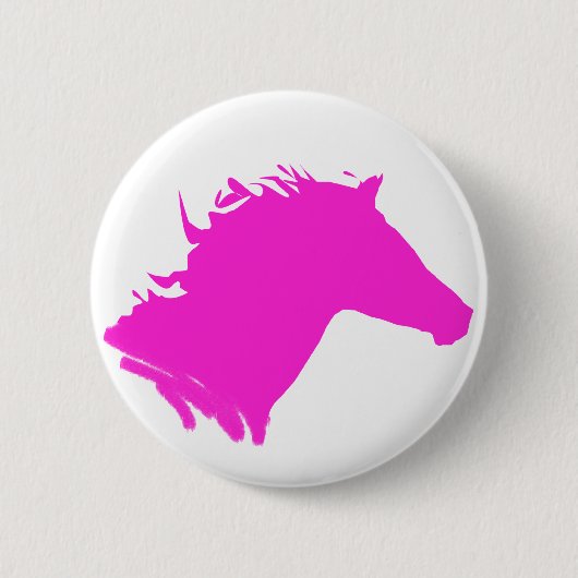 Roze paardenkoppen ronde button 5,7 cm (Voorkant)