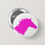 Roze paardenkoppen ronde button 5,7 cm (Voorkant /achterkant)