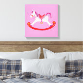 Roze paardenroze waterverf canvas afdruk (Insitu (Slaapkamer))