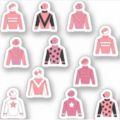 Roze Paardenruiter Jockey Silks Pack Sticker (Voorkant)