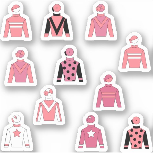 Roze Paardenruiter Jockey Silks Pack Sticker (Voorkant)