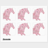 roze paardje vierkante sticker (Vel)