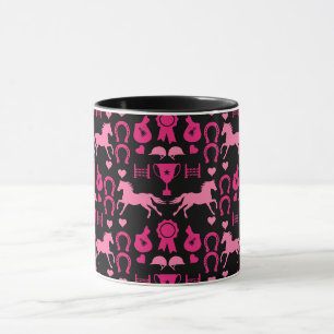 Roze paardrijden mok