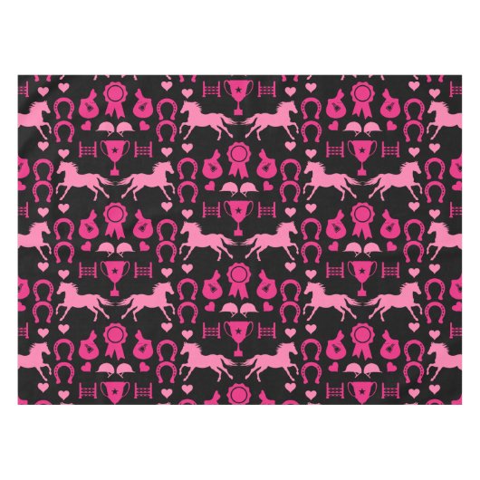 Roze paardrijden tafelkleed (Voorkant (Horizontaal))