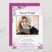 Roze Paars Afstuderen Fotografie Bedankkaart (Voorkant / Achterkant)