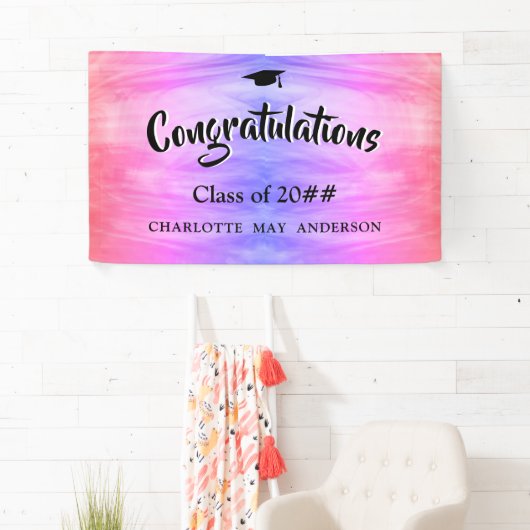 Roze Paars Afstuderen Spandoek (Insitu)