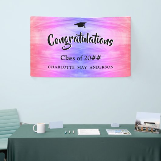 Roze Paars Afstuderen Spandoek (Beurs)