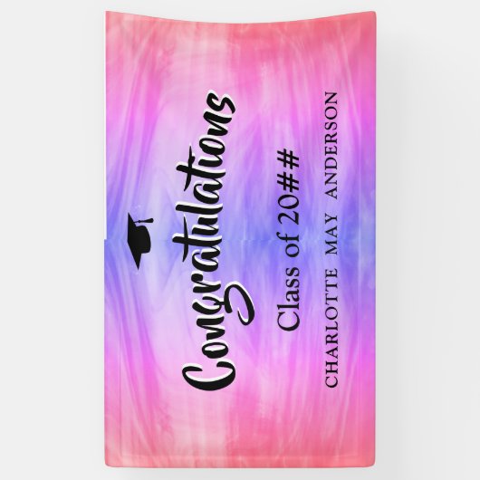 Roze Paars Afstuderen Spandoek (Verticaal)