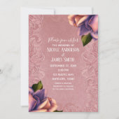 Roze Paars Antiek Roos Elegant Wedding Kaart (Voorkant)