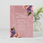 Roze Paars Antiek Roos Elegant Wedding Kaart (Staand voorkant)
