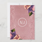 Roze Paars Antiek Roos Elegant Wedding Kaart (Achterkant)