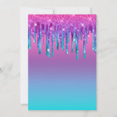 Roze Paars blauw Blauwgroen grijpgradiënt Quinceañ Kaart (Achterkant)