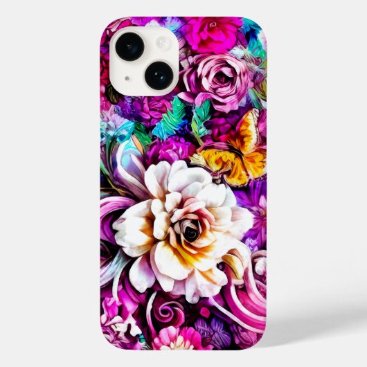 Roze Paars Blauw Blauwgroen Witte Garden Flowers F Case-Mate iPhone Case (Achterkant)