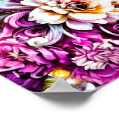 Roze Paars Blauw Blauwgroen Witte Garden Flowers F Poster (Hoek)