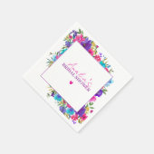 Roze Paars Blauw Bloemachtige Bruidsdouche Servet (Hoek)