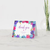 Roze Paars Blauw Bruidsboeket Bruiloft Feest Bedankkaart (Voorkant)