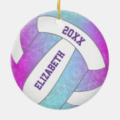 roze paars blauw en kleurrijk volleybal keramisch ornament (Achterkant)