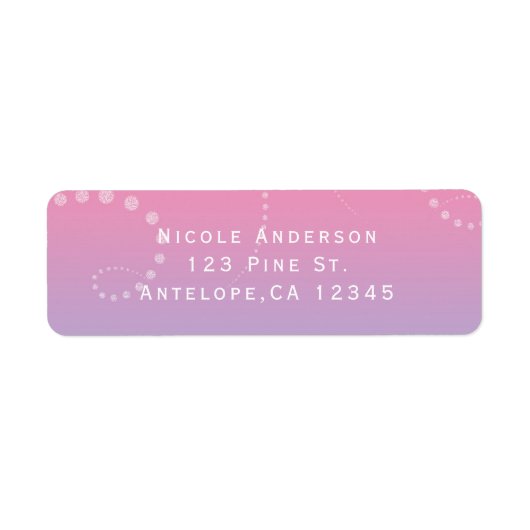 Roze Paars Blauw Gedeelte uitnodiging Etiket (Voorkant)