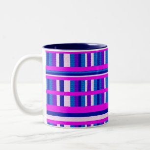 Roze Paars Blauw Geruit Tweekleurige Koffiemok