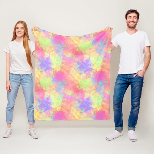 Roze Paars-blauw kunstpatroon met lak Fleece Deken (In situ)