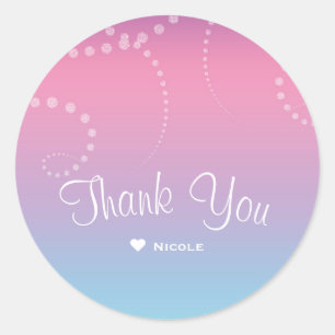 Roze Paars blauw meisje met uitschot Ronde Sticker